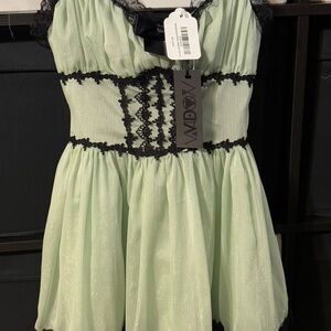 Cute Mint and Black Mini Dress - Widow brand - new with tags - dolls kill